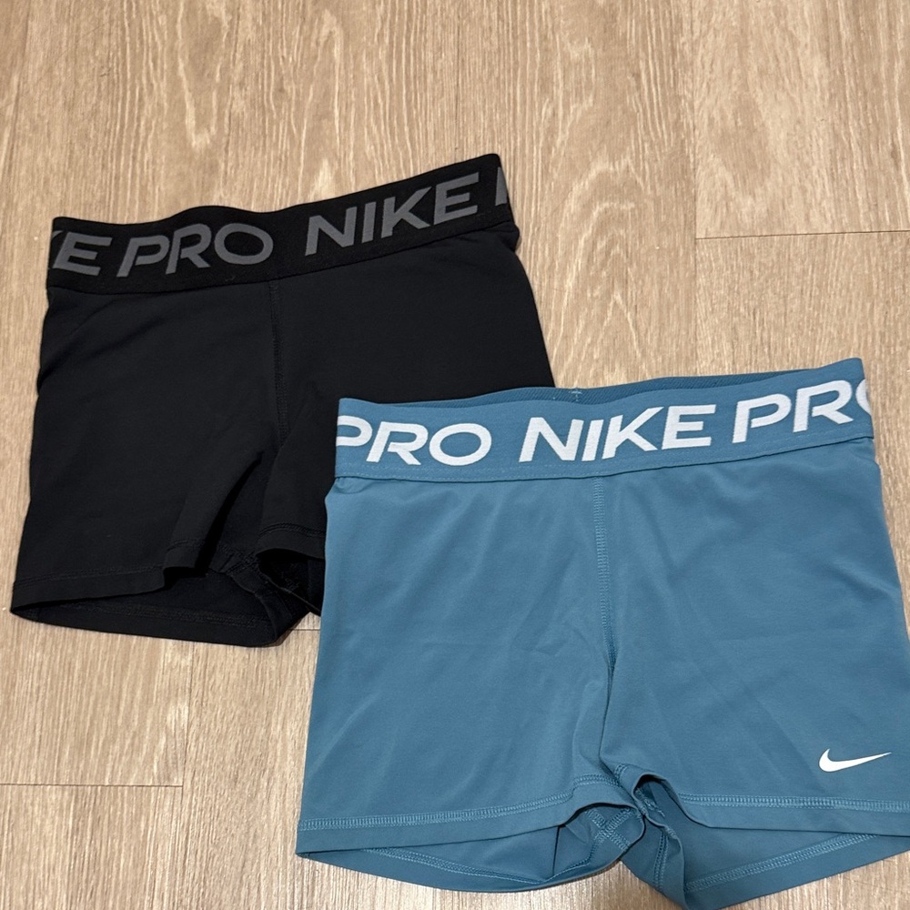 Nike Pro Black and Teal Shorts Duo
